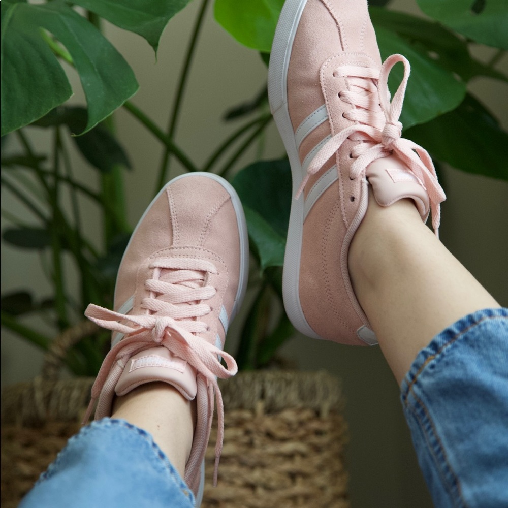 Light pink adidas low-top sneakers